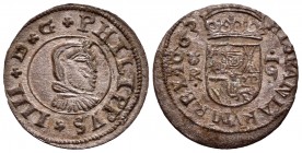 Philip IV (1621-1665). 16 maravedís. 1663. Coruña. R. (Cal 2008-1301). (Jarabo-Sanahuja-M125). Ae. 3,44 g. XF/Almost XF. Est...90,00.