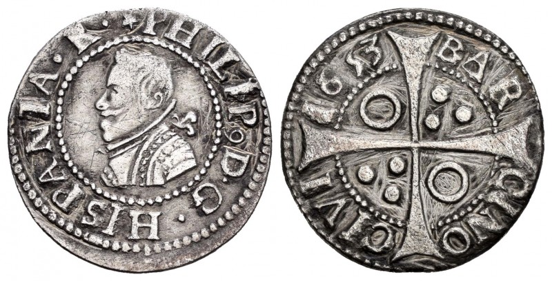 Philip IV (1621-1665). Croat. 1653. Barcelona. (Cal 2008-982). Ag. 2,53 g. Rayas...