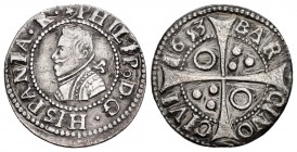 Philip IV (1621-1665). Croat. 1653. Barcelona. (Cal 2008-982). Ag. 2,53 g. Rayas. Choice VF. Est...120,00.