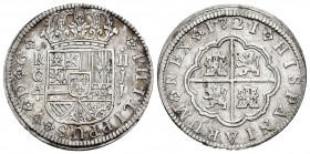Philip V (1700-1746). 2 reales. 1721. Cuenca. JJ. (Cal 2008-1162). Ag. 4,95 g. Minor nick. Choice VF. Est...75,00.