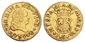 Ferdinand VI (1746-1759). 1/2 escudo. 1752. Sevilla. JV. (Cal 2008-276). Au. 1,77 g. Choice VF. Est...150,00.