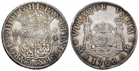 Charles III (1759-1788). 4 reales. 1768. México. MF. (Cal 2008-1128). Ag. 13,25 g. Scarce. VF. Est...200,00.