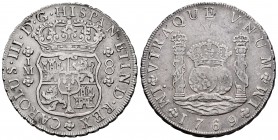Charles III (1759-1788). 8 reales. 1769. Lima. JM. (Cal 2008-845). Ag. 26,72 g. Scarce. Choice VF/VF. Est...275,00.