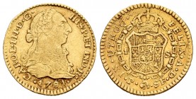 Charles III (1759-1788). 1 escudo. 1781. Popayán. SF. (Cal 2008-680). Au. 3,34 g. Scarce. VF/Choice VF. Est...220,00.