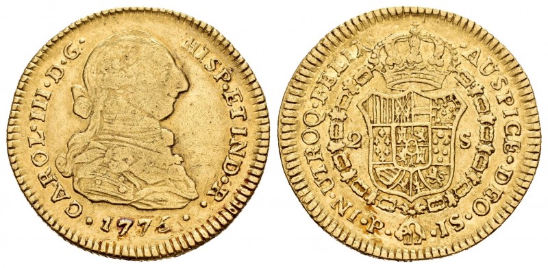 Charles III (1759-1788). 2 escudos. 1775. Popayán. JS. (Cal 2008-505). Au. 6,67 ...