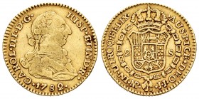 Charles III (1759-1788). 2 escudos. 1782. Santa Fe de Nuevo Reino. JJ. (Cal 2008-560). Au. 6,71 g. Very scarce. Almost VF. Est...300,00.