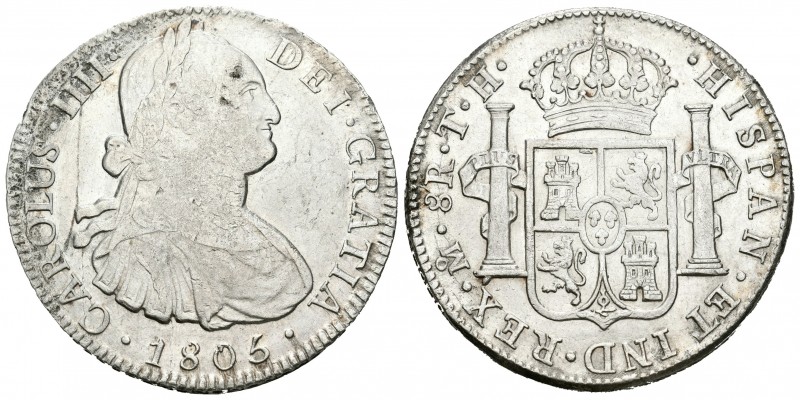 Charles IV (1788-1808). 8 reales. 1805. México. TH. (Cal 2008-703). Ag. 26,78 g....