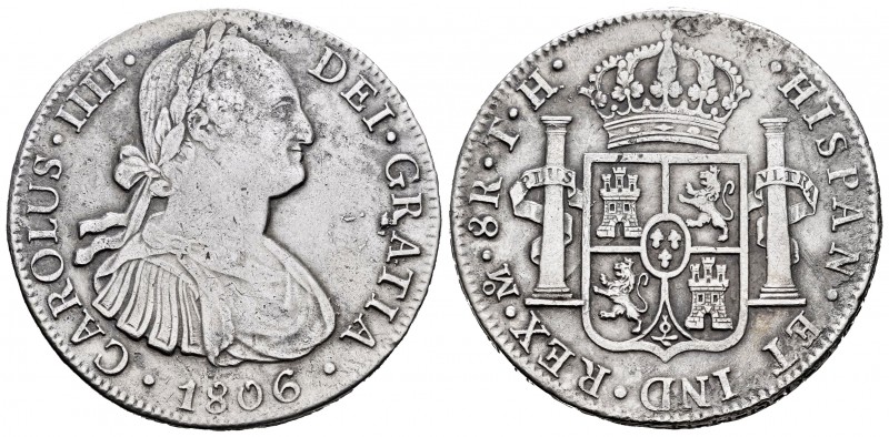 Charles IV (1788-1808). 8 reales. 1806. México. TH. (Cal 2008-705). Ag. 26,40 g....