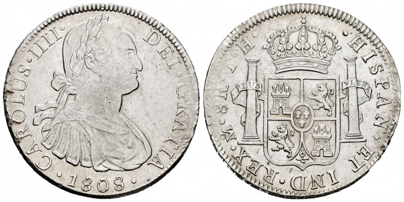 Charles IV (1788-1808). 8 reales. 1808. México. TH. (Cal 2008-709). Ag. 26,74 g....