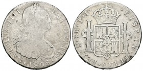 Charles IV (1788-1808). 8 reales. 1808. Potosí. PJ. (Cal 2008-732). Ag. 26,63 g. F. Est...55,00.