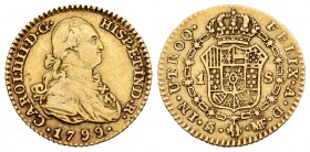 Charles IV (1788-1808). 1 escudo. 1799. Madrid. MF. (Cal 2008-498). Au. 3,38 g. Almost VF. Est...140,00.
