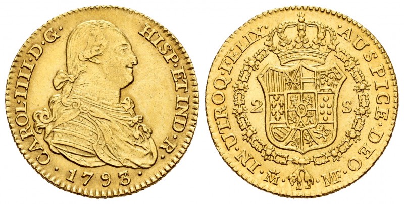 Charles IV (1788-1808). 2 escudos. 1793/2. Madrid. MF. (Cal 2008-325). Au. 6,79 ...