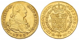 Charles IV (1788-1808). 2 escudos. 1793/2. Madrid. MF. (Cal 2008-325). Au. 6,79 g. Clara sobrefecha. XF. Est...350,00.