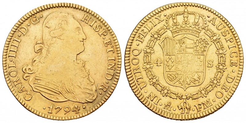 Charles IV (1788-1808). 4 escudos. 1794. México. FM. (Cal 2008-214). 13,43 g. Ve...