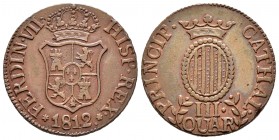 Ferdinand VII (1808-1833). 3 cuartos. 1812. Cataluña. (Cal 2008-1522). Ae. 6,52 g. Scarce in this grade. Almost XF. Est...220,00.