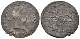 Ferdinand VII (1808-1833). 8 maravedís. 1823. Pamplona. (Cal 2008-1633). Ae. 7,63 g. Defecto de acuñación. Almost VF. Est...50,00.