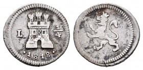 Ferdinand VII (1808-1833). 1/4 real. 1818. Lima. (Cal 2008-1459). Ag. 0,92 g. VF. Est...90,00.