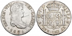Ferdinand VII (1808-1833). 8 reales. 1825. Potosí. JL. (Cal 2008-618). Ag. 26,98 g. Pleasant color and appearence. AU. Est...160,00.