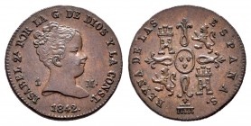Elizabeth II (1833-1868). 1 maravedí. 1842. Segovia. (Cal 2008-567). Ae. 1,34 g. XF. Est...90,00.