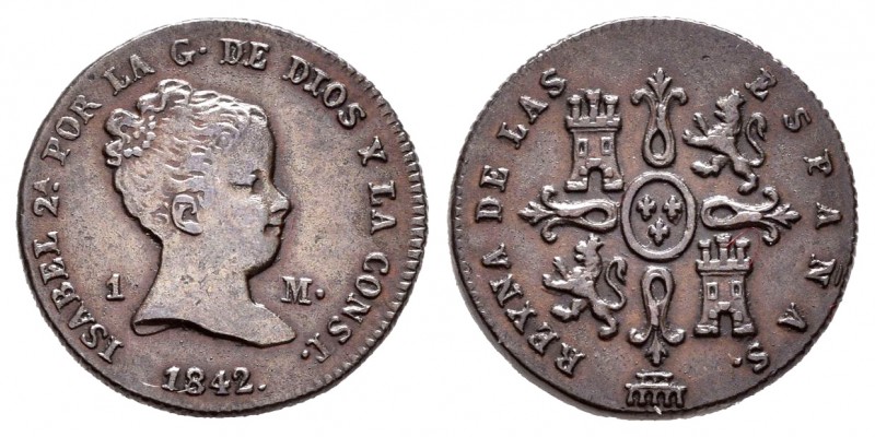 Elizabeth II (1833-1868). 1 maravedí. 1842. Segovia. (Cal 2008-568). Ae. 1,86 g....