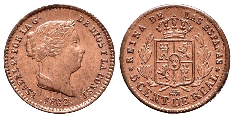 Elizabeth II (1833-1868). 5 céntimos de real. 1862. Segovia. (Cal 2008-619). Ae....