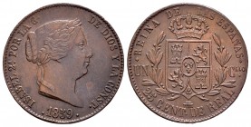 Elizabeth II (1833-1868). 25 céntimos de real. 1859. Segovia. (Cal 2008-594). Ae. 9,33 g. Almost XF. Est...60,00.
