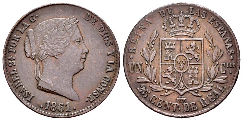 Elizabeth II (1833-1868). 25 céntimos de real. 1861. Segovia. (Cal 2008-596). Ae...