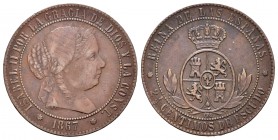 Elizabeth II (1833-1868). 2 1/2 céntimos de escudo. 1867. Barcelona. OM. (Cal 2008-640). Ae. 6,42 g. Choice VF/Almost XF. Est...25,00.