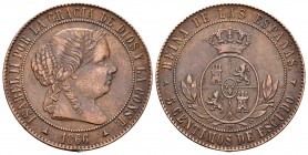 Elizabeth II (1833-1868). 5 céntimos de escudo. 1866. Segovia. OM. (Cal 2008-631). Ae. 12,42 g. Choice VF. Est...40,00.