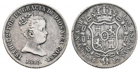 Elizabeth II (1833-1868). 1 real. 1845. Sevilla. RD. (Cal 2008-429). Ag. 1,48 g. VF. Est...60,00.