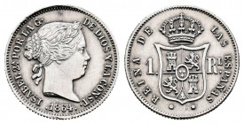 Elizabeth II (1833-1868). 1 real. 1864. Sevilla. (Cal 2008-444). Ag. 1,26 g. Limpiada. Almost XF. Est...75,00.