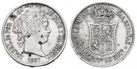 Elizabeth II (1833-1868). 40 céntimos de escudo. 1867. Madrid. (Cal 2008-339). Ag. 5,20 g. VF/Almost VF. Est...25,00.