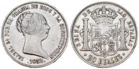 Elizabeth II (1833-1868). 20 reales. 1852. Madrid. (Cal 2008-173). Ag. 25,91 g. VF. Est...125,00.