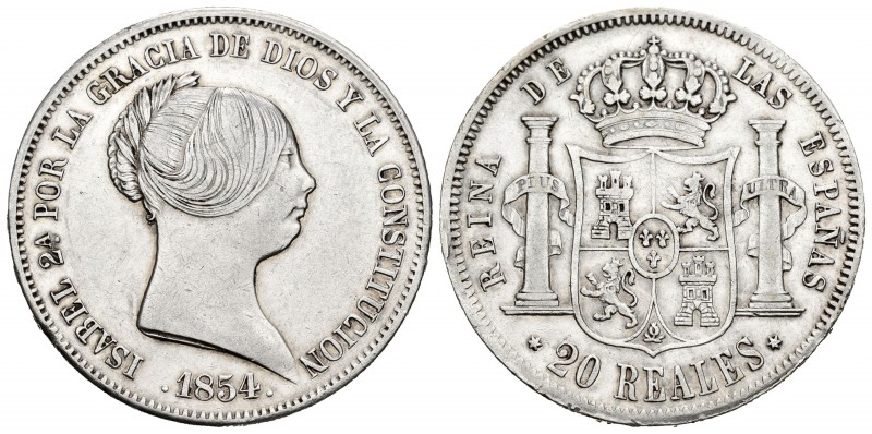 Elizabeth II (1833-1868). 20 reales. 1854. Madrid. (Cal 2008-174). Ag. 25,86 g. ...