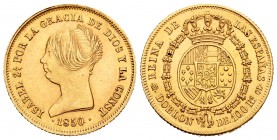 Elizabeth II (1833-1868). Doblón de 100 reales. 1850. Madrid. CL. (Cal 2008-3). Au. 8,20 g. AU. Est...350,00.