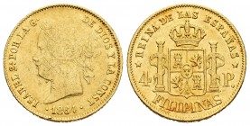 Elizabeth II (1833-1868). 4 pesos. 1864. Manila. (Cal 2008-128). Au. 6,69 g. Almost VF/Choice VF. Est...250,00.