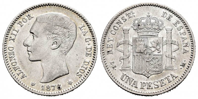Alfonso XII (1874-1885). 1 peseta. 1876*18-76. Madrid. DEM. (Cal 2008-54). Ag. 4...