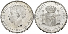 Alfonso XIII (1886-1931). 5 pesetas. 1899*18-99. Madrid. SGV. (Cal 2008-27). Ag. 24,97 g. Original luster. AU. Est...90,00.