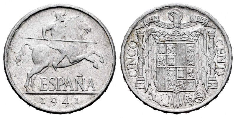 Estado Español (1936-1975). 5 céntimos. 1941. Madrid. (Cal 2008-134). Al. 1,14 g...