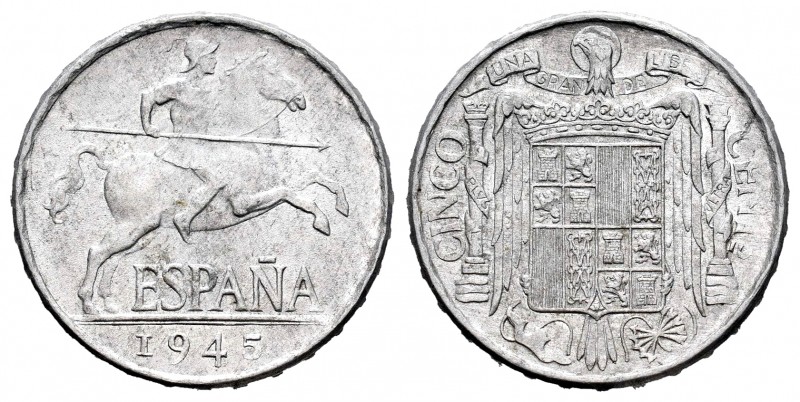 Estado Español (1936-1975). 5 céntimos. 1945. Madrid. (Cal 2008-135). Al. 1,16 g...