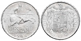 Estado Español (1936-1975). 10 céntimos. 1945. Madrid. (Cal 2008-130). Al. 1,84 g. UNC. Est...18,00.
