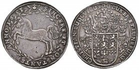 Germany. Braunschweig-Lüneburg-Celle. Christian Ludwig. 1 thaler. 1653. Clausthal. LW. (Dav-6521). (Welter-1511). Ag. 28,55 g. Old cabinet tone. Choic...