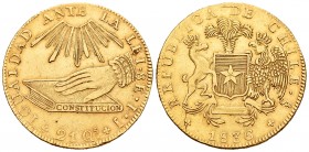 Chile. 8 escudos. 1836. Santiago. (Km-93). Au. 26,78 g. Almost XF. Est...1500,00.