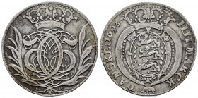Denmark. Christian V. 4 marcos. 1693. Copenhague. (Dav-3678). (Km-77.1). Ag. 22,05 g. Escasa. Choice VF. Est...240,00.