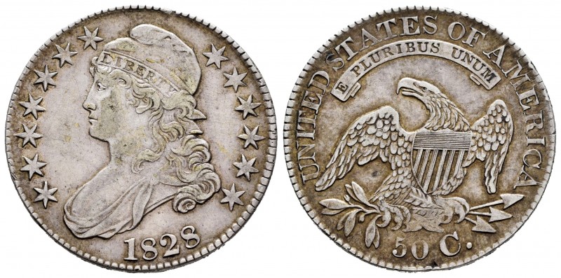 United States. 1/2 dollar. 1828. Philadelphia. (Km-37). Ag. 13,33 g. Mínimo defe...