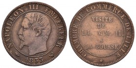 France. Napoleon III. 5 céntimos (módulo). (Km-M23). (Gad-153c). Ae. 5,77 g. Visita del Emperador a Lille. Almost VF. Est...30,00.