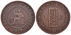 France. Conchinchine. 5 francos. 1879. Paris. A. (Km-3). Ae. 9,96 g. Golpecitos canto. Escasa. VF. Est...60,00.