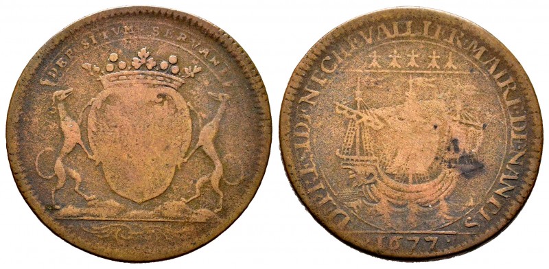 France. Jetón. 1677. Nantes. (Feuardent-8888). Rev.: Armada de Nantes . Ae. 6,51...