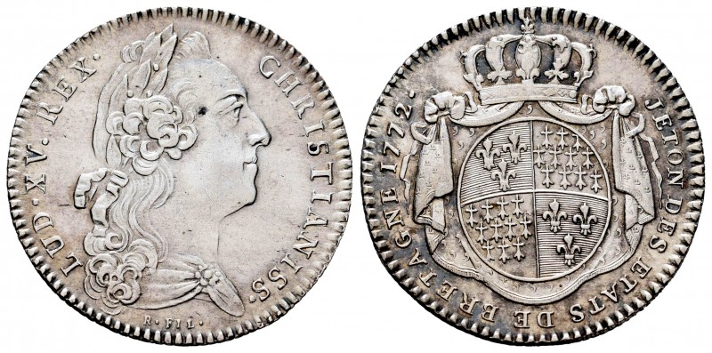 France. Louis XV. Jetón. 1772. (Feuardent-8780). Ag. 6,94 g. Estados de Bretaña....