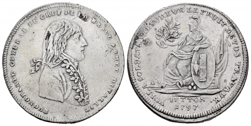 France. I Republic. Jetón. 1797. 13,45 g. Bonaparte como jefe del ejército itali...